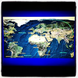  Just as we flew over the North Pole 