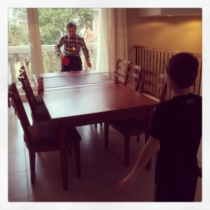 We have turned our dining room table into "table tennis." Jack was given an impromptu lesson from this gentleman who came to install our internet...and more importantly our VPN which allows us to access blocked websites including social media sites and hulu.