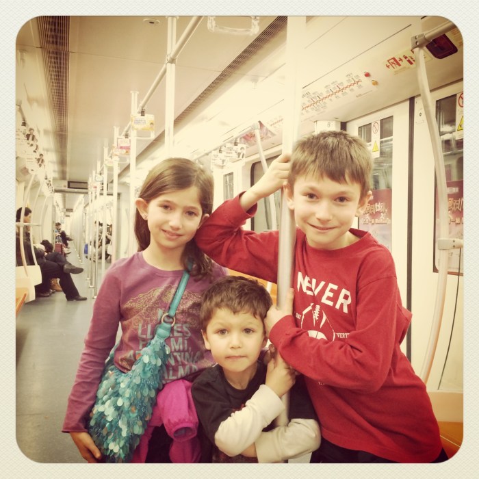 Our first of many rides on the subway. 