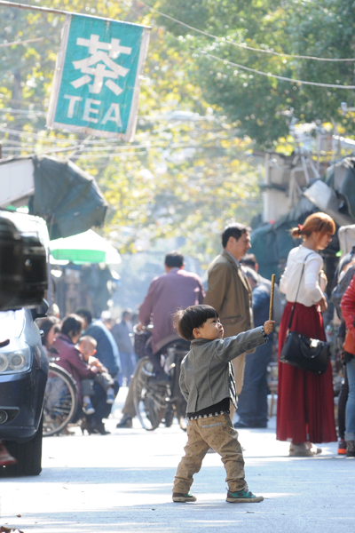 Practicing martial arts...