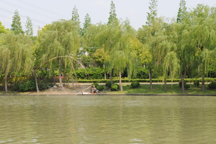 Fishing with hand-made net contraptions.