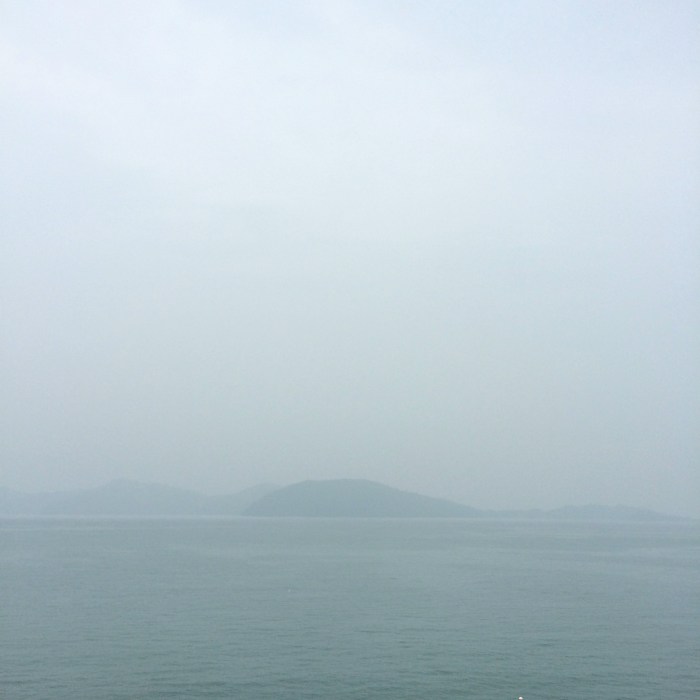 Dense haze looking out to sea.
