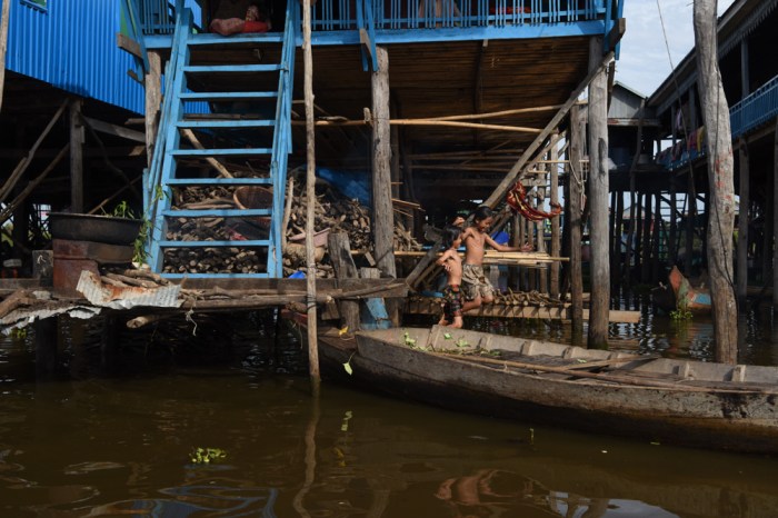 Boys taking an afternoon swim.